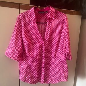 Button up flannel pink shirt women size Xl